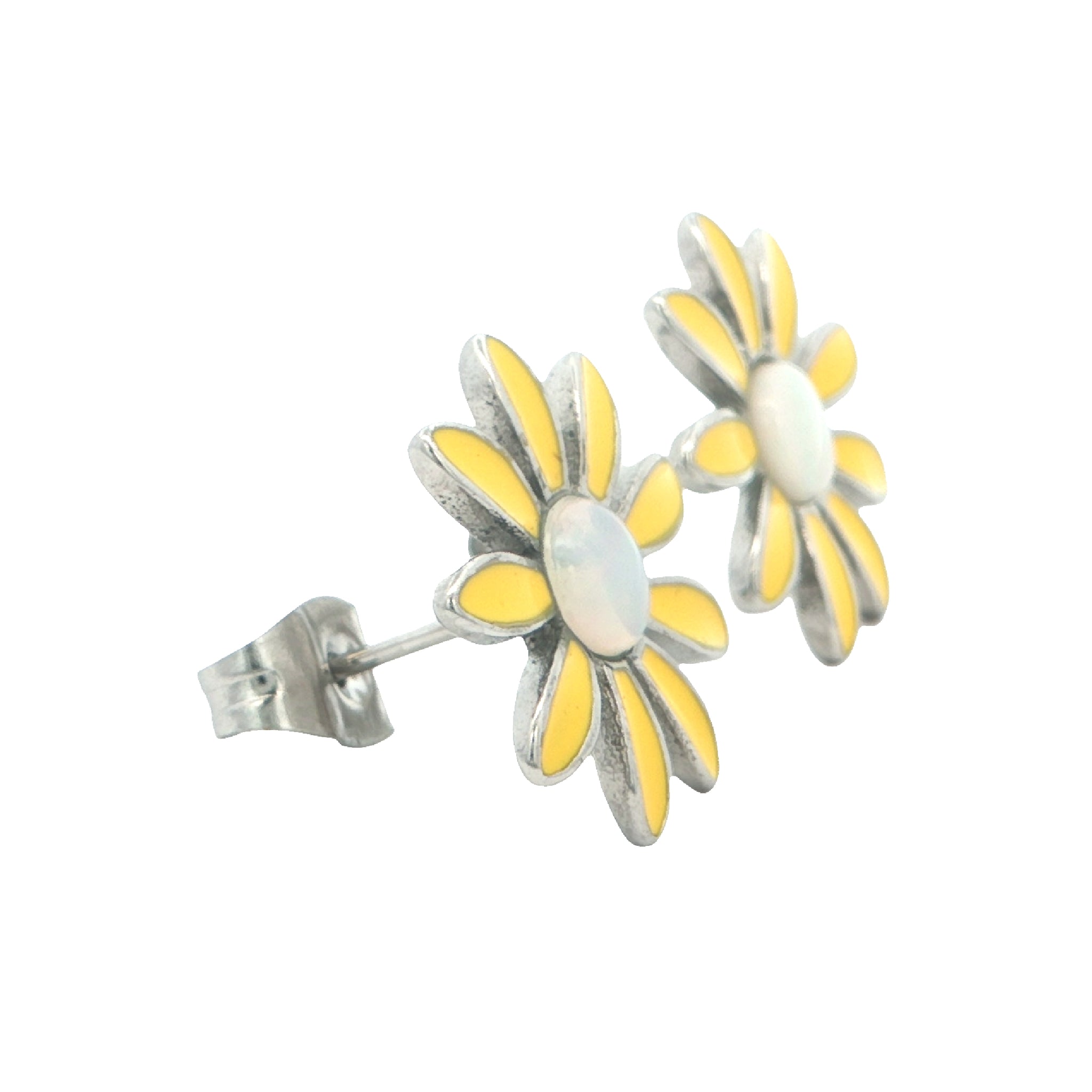 Light Opal Daisy Earrings in Stainless Steel - Multicolour