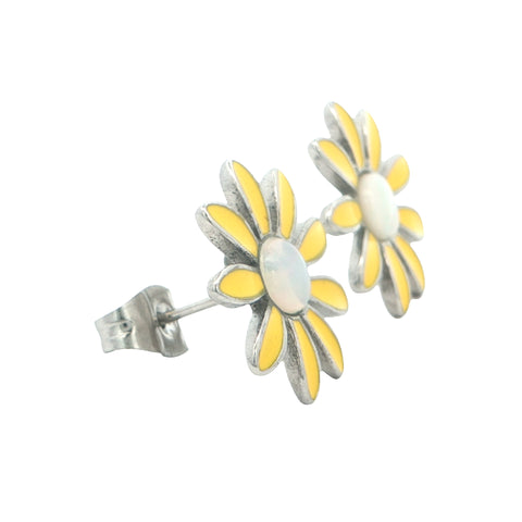 Light Opal Daisy Earrings in Stainless Steel - Multicolour