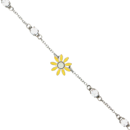 Light Opal Daisy Bracelet set in Stainless Steel