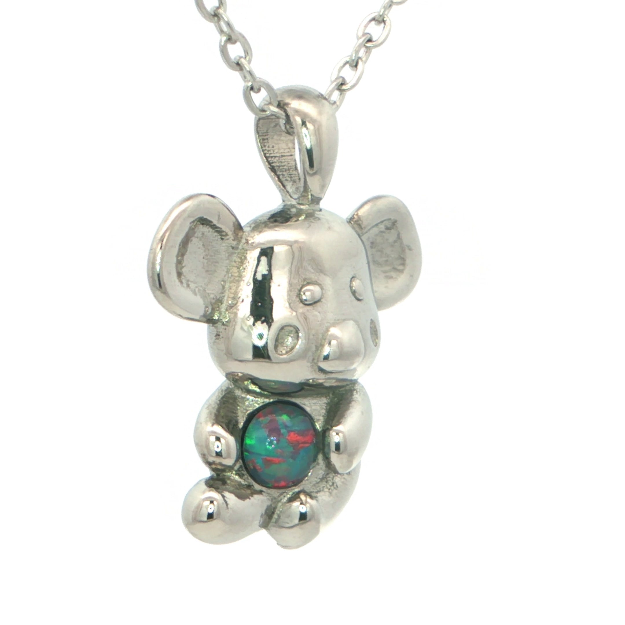 Triplet Opal Koala Pendant set in Stainless Steel