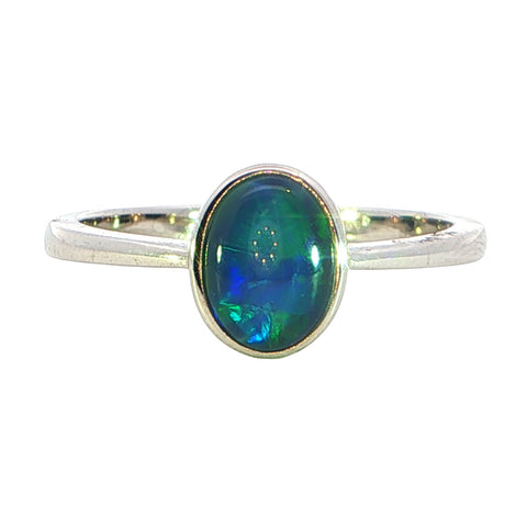 Triplet Opal Ring in 925 Sterling Silver - Green and Blue