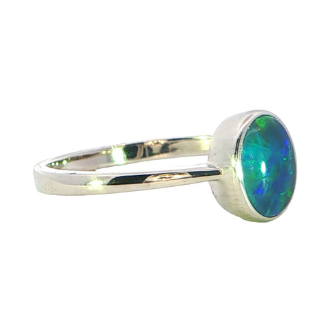 Triplet Opal Ring in 925 Sterling Silver - Green and Blue