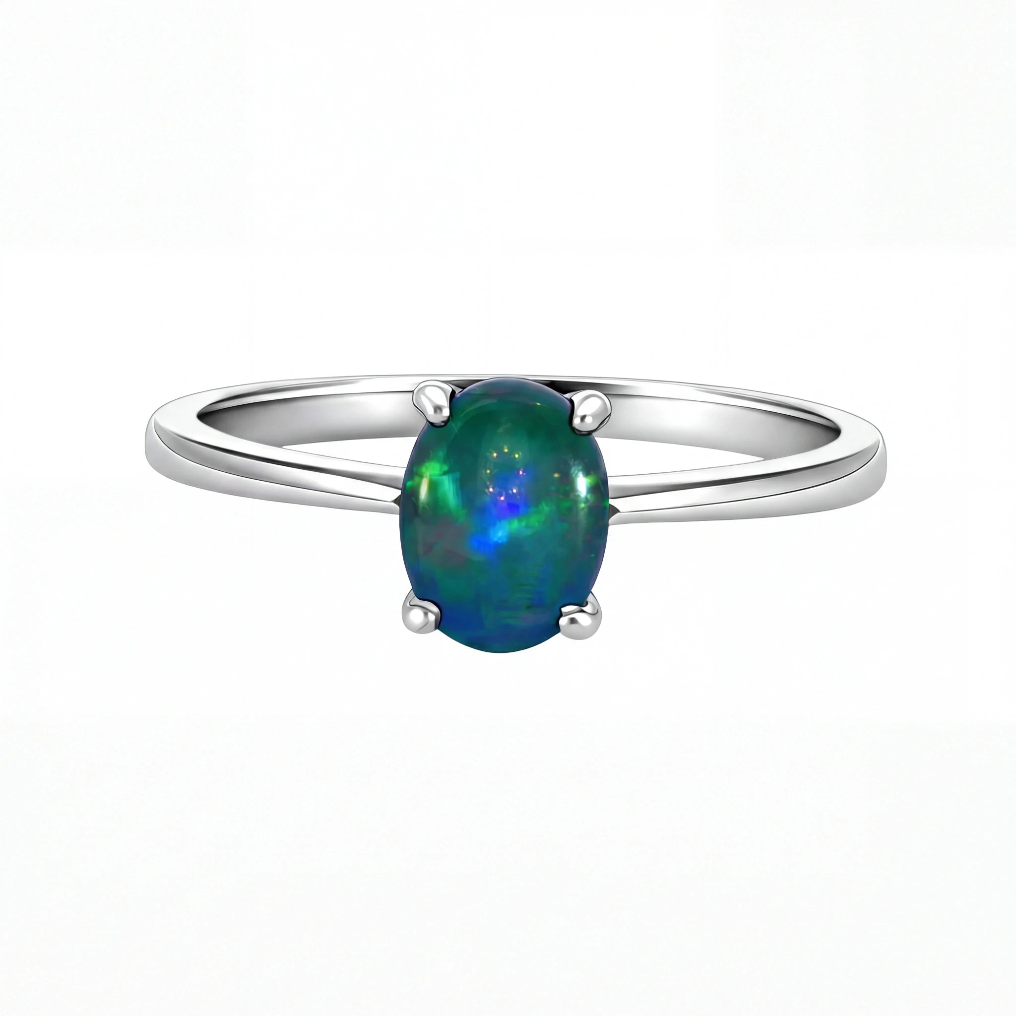 Triplet Opal Ring in 925 Sterling Silver - Green and Blue - Australian Opal Cutters and Pearl Divers
