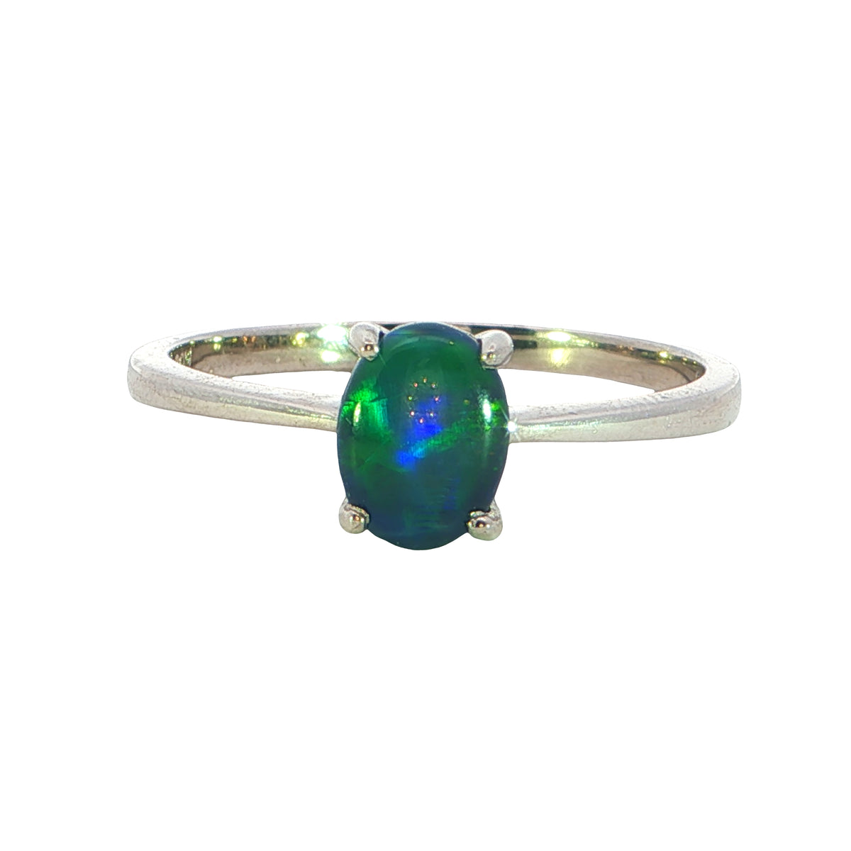Triplet Opal Ring in 925 Sterling Silver - Green and Blue