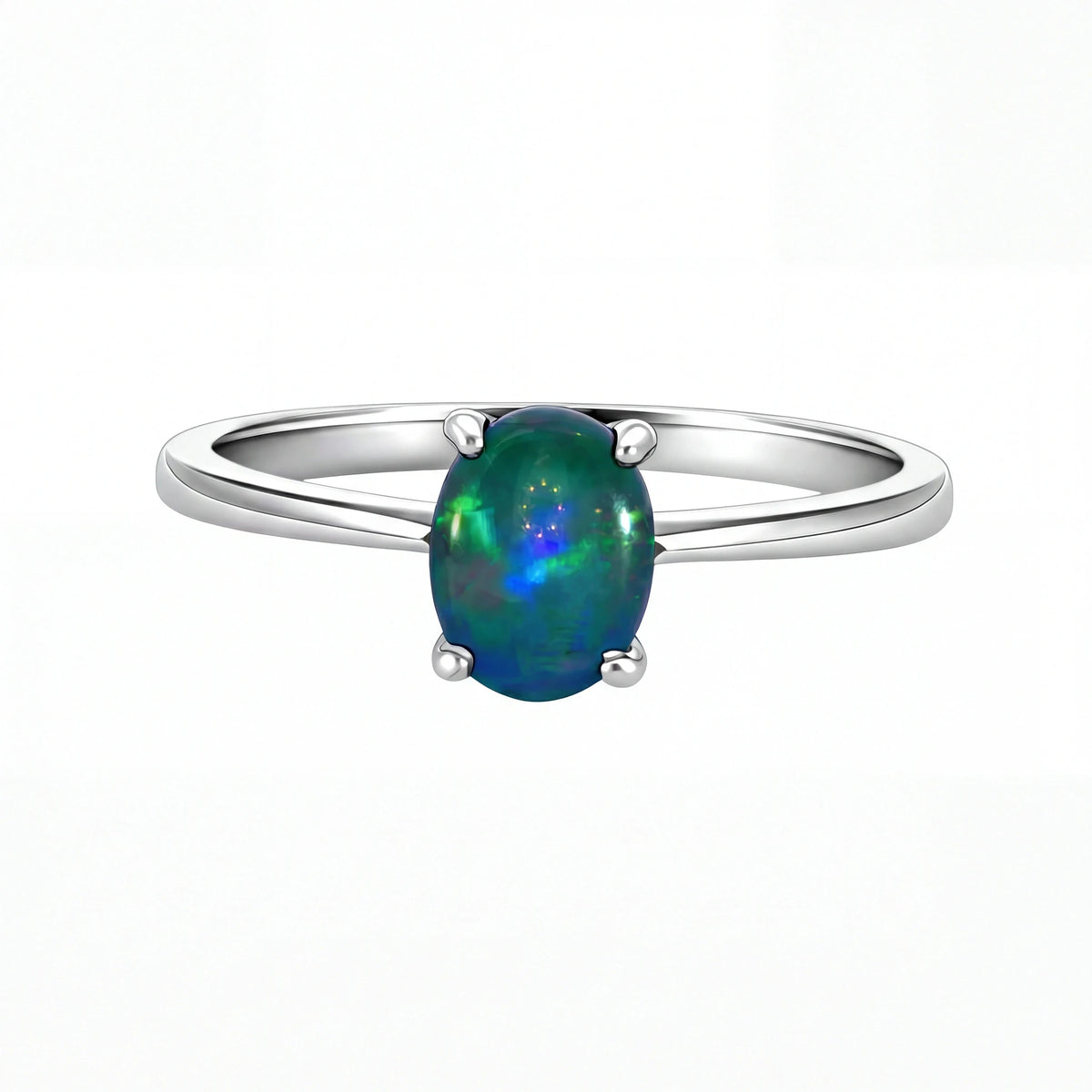 Triplet Opal Ring in 925 Sterling Silver - Green and Blue - Australian Opal Cutters and Pearl Divers