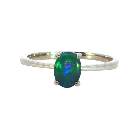 Triplet Opal Ring in 925 Sterling Silver - Green and Blue