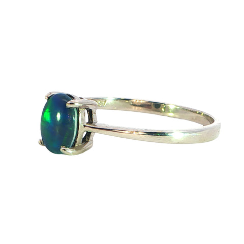 Triplet Opal Ring in 925 Sterling Silver - Green and Blue
