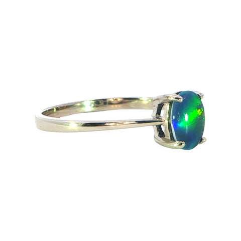 Triplet Opal Ring in 925 Sterling Silver - Green and Blue