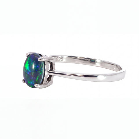 Triplet Opal Ring in 925 Sterling Silver - Green and Blue - Australian Opal Cutters and Pearl Divers
