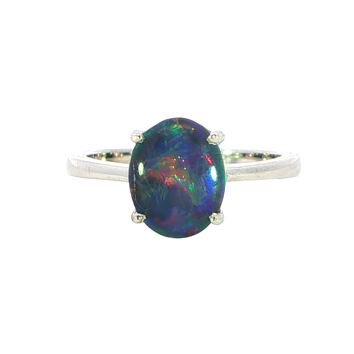Triplet Opal Ring in 925 Sterling Silver - Multicolour