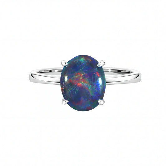 Triplet Opal Ring in 925 Sterling Silver - Multicolour - Australian Opal Cutters and Pearl Divers