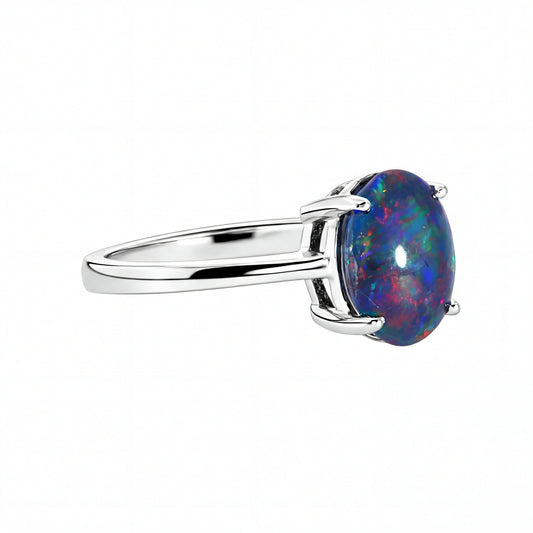 Triplet Opal Ring in 925 Sterling Silver - Multicolour