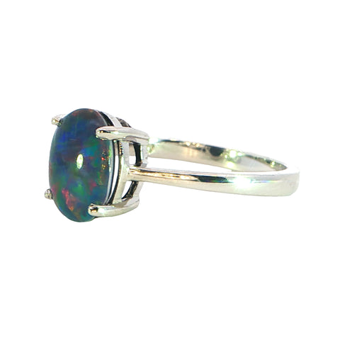 Triplet Opal Ring in 925 Sterling Silver - Multicolour
