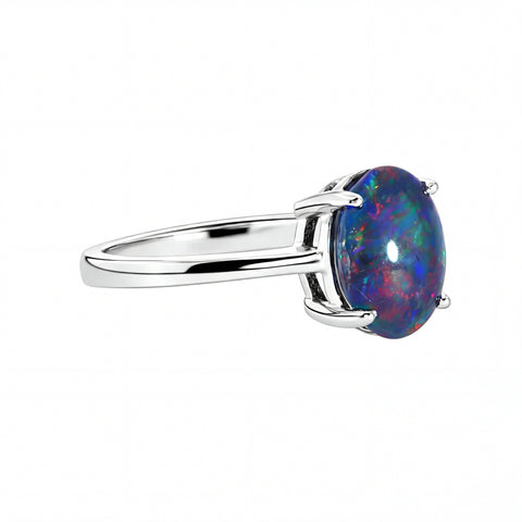 Triplet Opal Ring in 925 Sterling Silver - Multicolour - Australian Opal Cutters and Pearl Divers