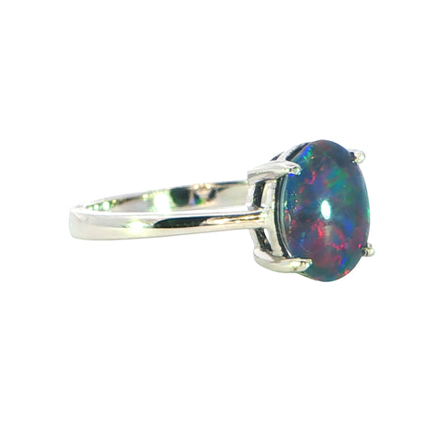 Triplet Opal Ring in 925 Sterling Silver - Multicolour