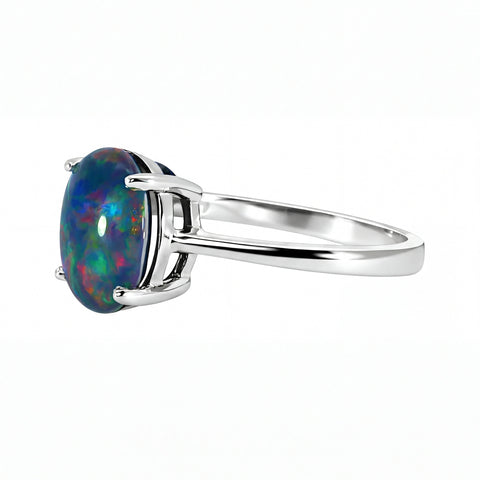 Triplet Opal Ring in 925 Sterling Silver - Multicolour - Australian Opal Cutters and Pearl Divers