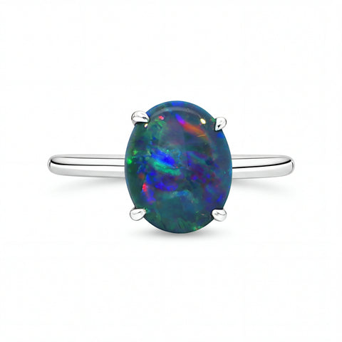 Triplet Opal Ring in 925 Sterling Silver - Multicolour