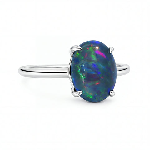 Triplet Opal Ring in 925 Sterling Silver - Multicolour