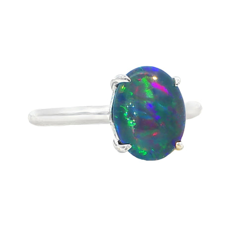 Triplet Opal Ring in 925 Sterling Silver - Multicolour