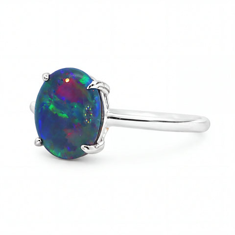 Triplet Opal Ring in 925 Sterling Silver - Multicolour