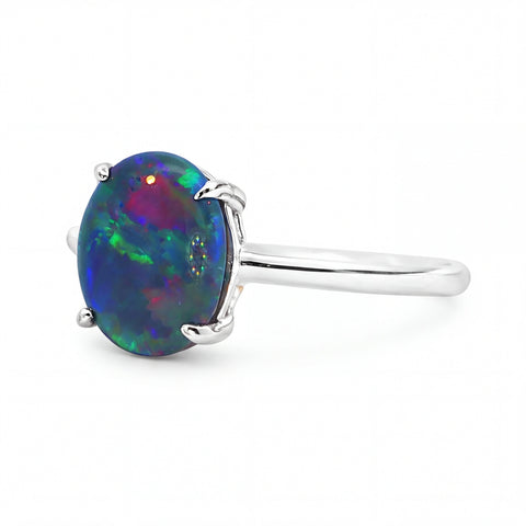 Triplet Opal Ring in 925 Sterling Silver - Multicolour - Australian Opal Cutters and Pearl Divers
