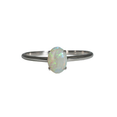 Light Opal Ring in 9K White Gold - Green-Blue
