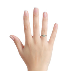 Light Opal Ring in 9K White Gold - Green-Blue