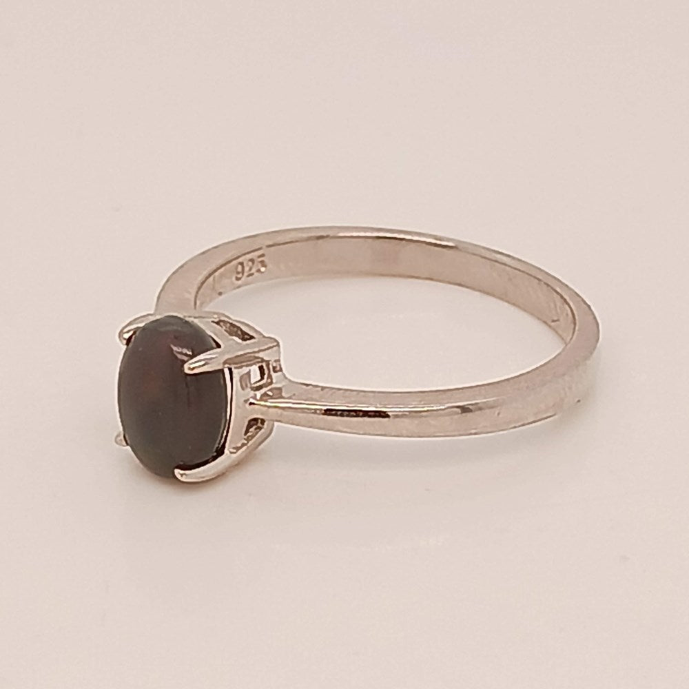Australian Black Opal Ring set in 925 Sterling Silver