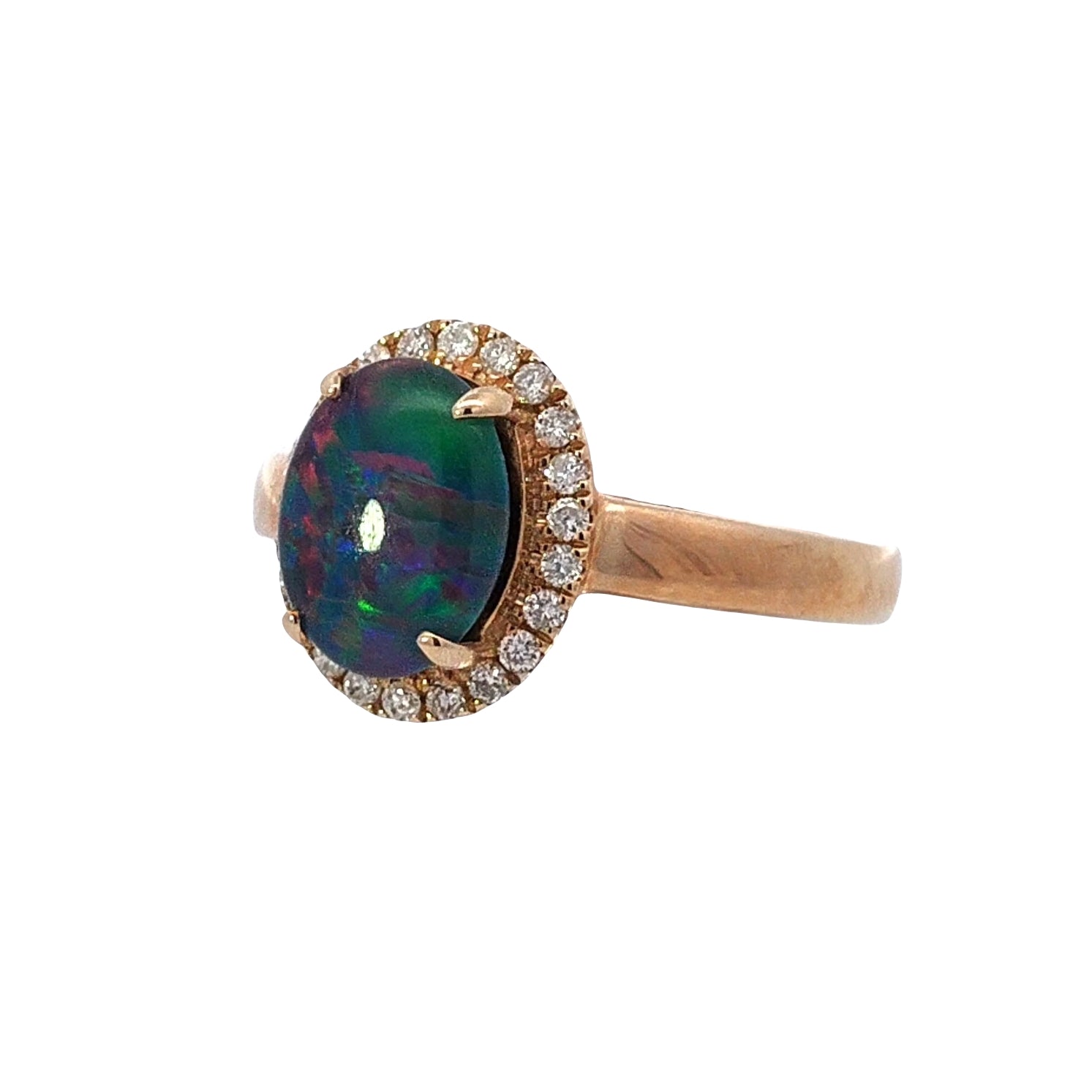 Australian Triplet Opal in 9K Yellow Gold with Diamonds - Multicolour