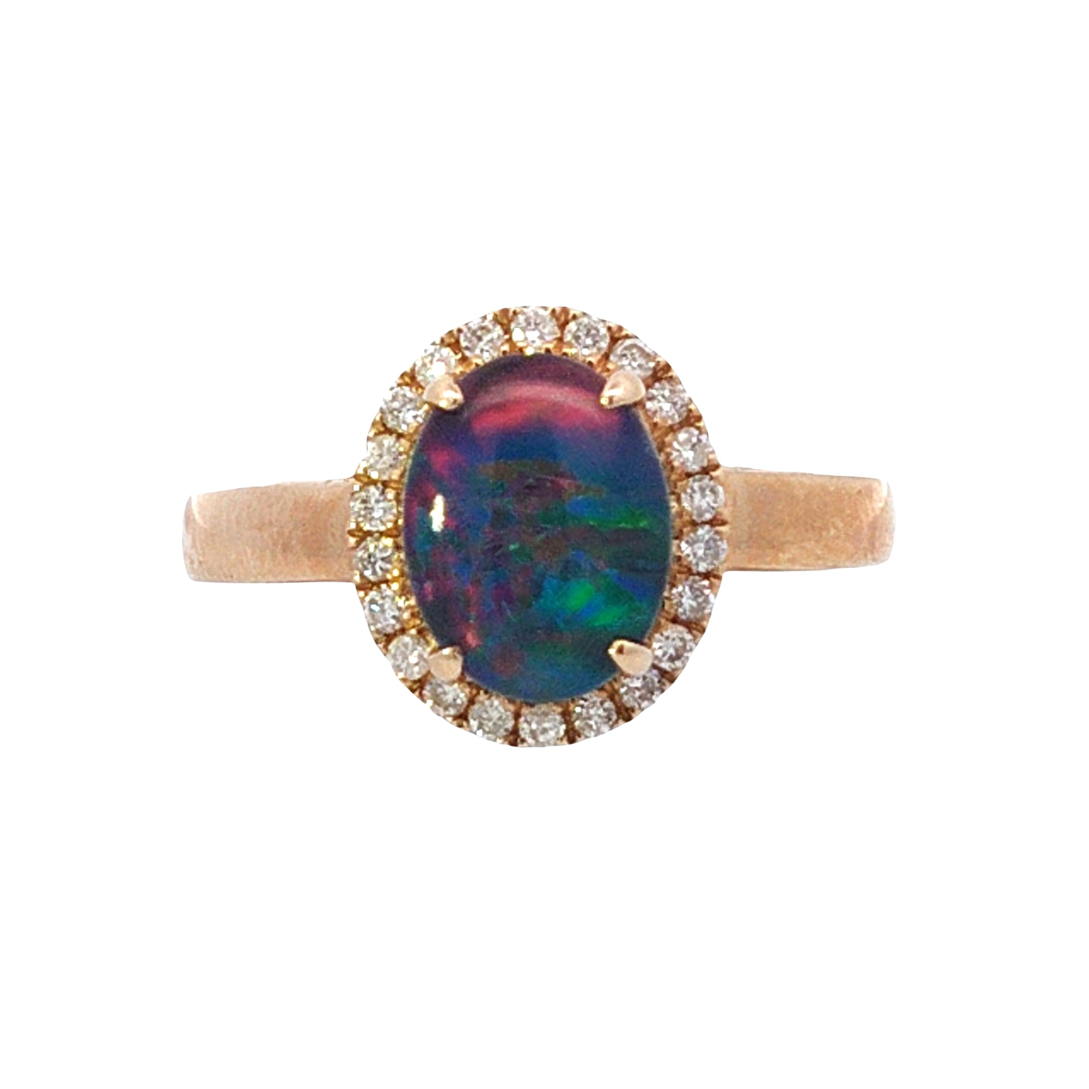 Australian Triplet Opal in 9K Yellow Gold with Diamonds - Multicolour