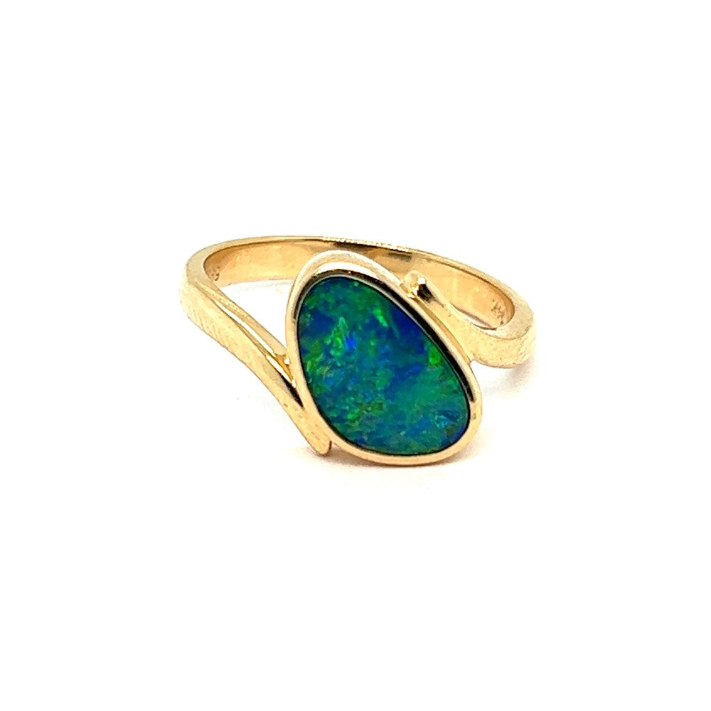 Australian Doublet Opal Ring Set in 14k Gold