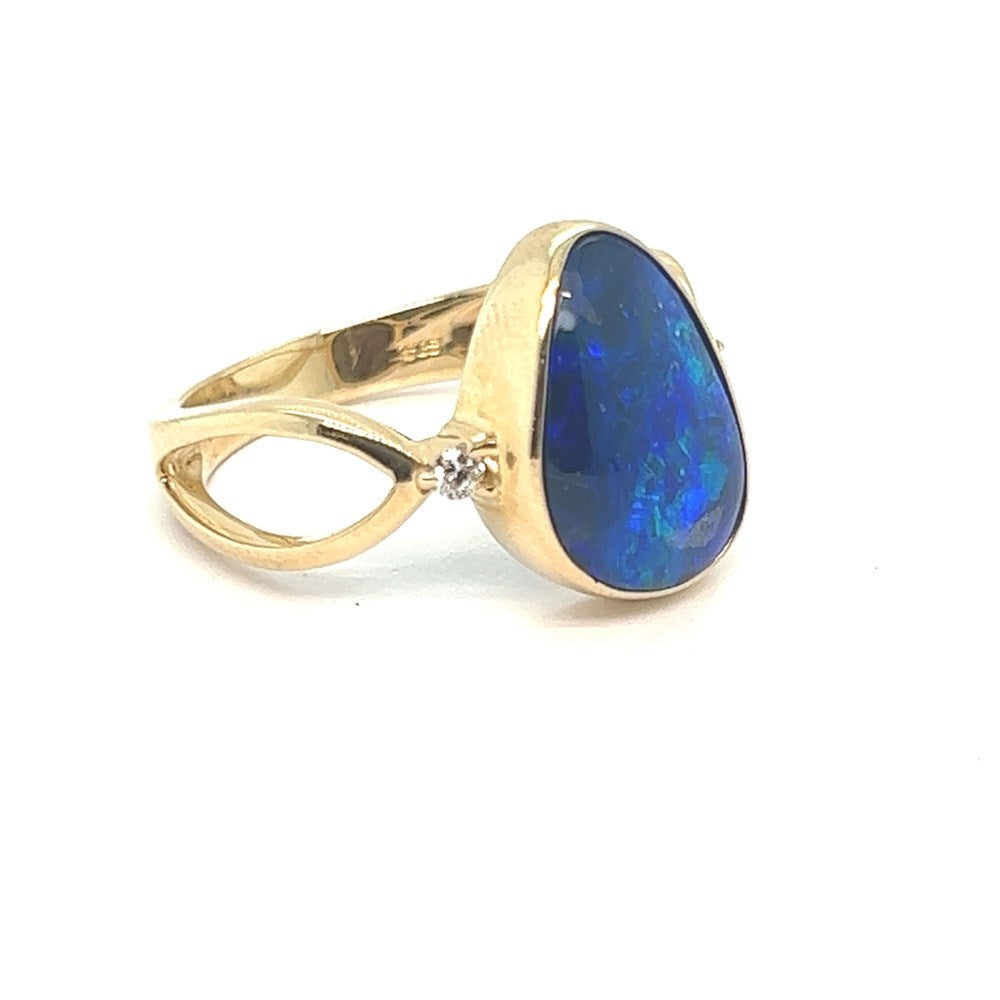 Australian Doublet Opal Ring Set in 14k Gold