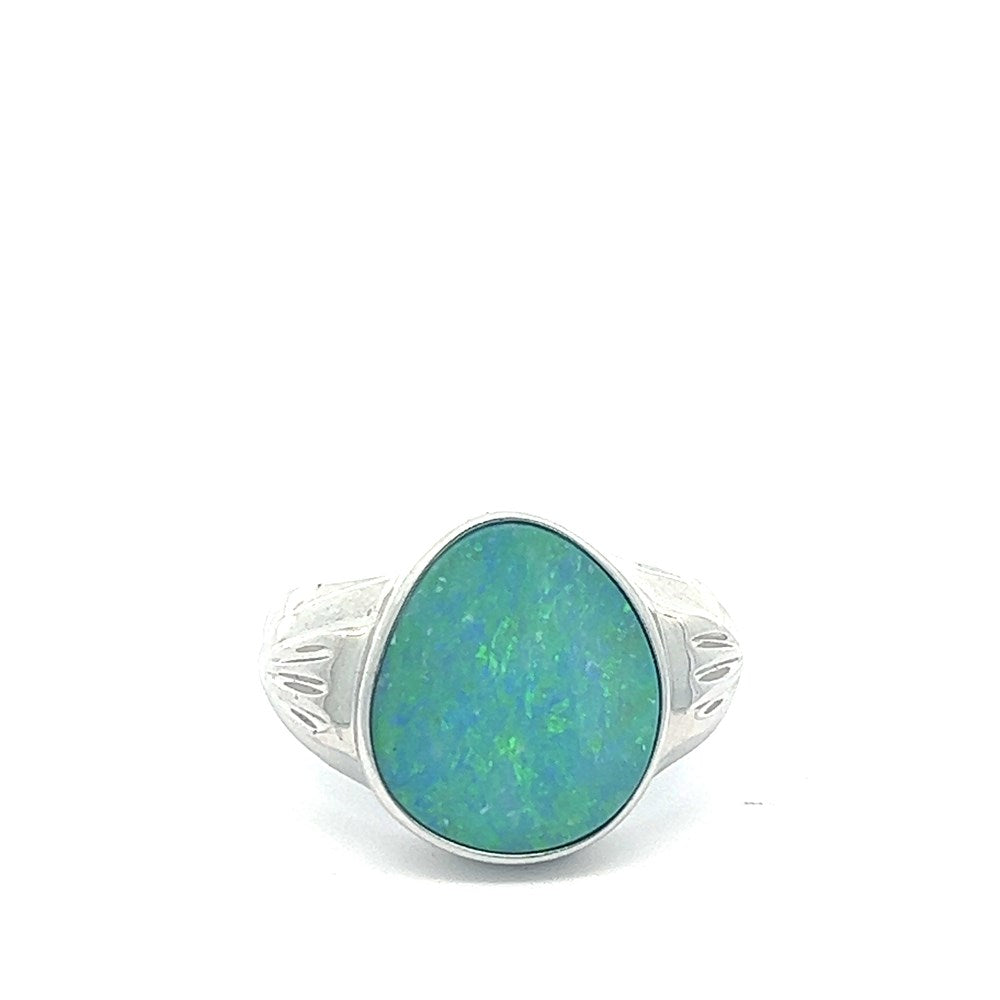 Men's Australian Doublet Opal Ring set in 925 Sterling Silver