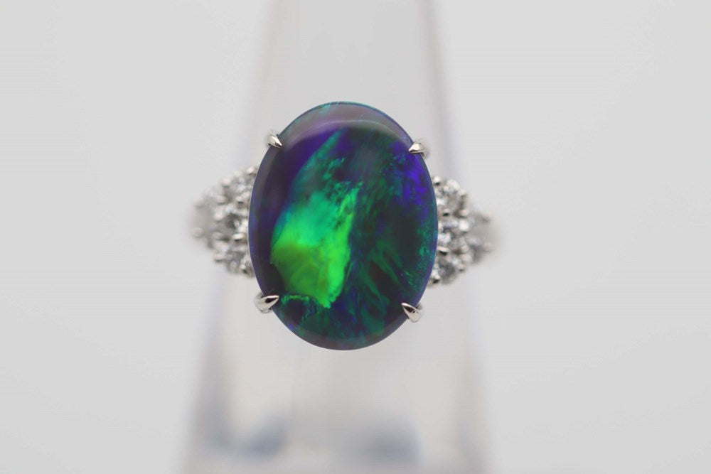 Australian Black Opal set in a 900 Platinum Ring