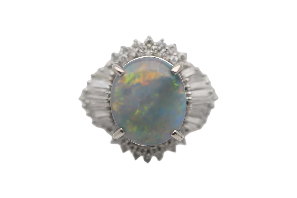 Australian Black Opal set in a 900 Platinum Ring