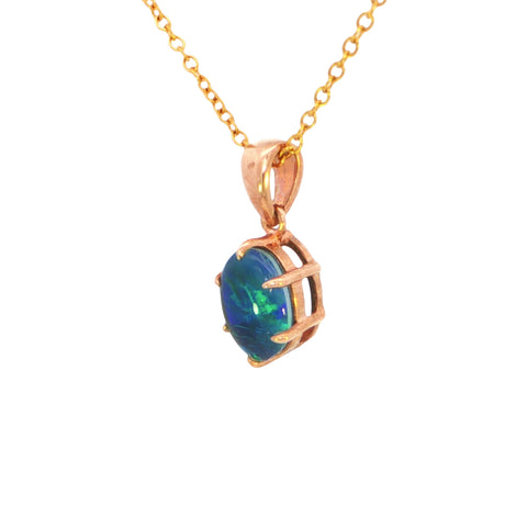 Australian Triplet Opal Pendant set in 9K Rose Gold - Green-Blue - Australian Opal Cutters and Pearl Divers