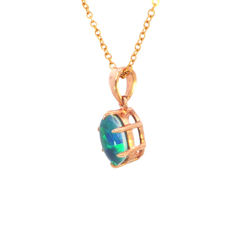 Australian Triplet Opal Pendant set in 9K Rose Gold - Green-Blue - Australian Opal Cutters and Pearl Divers