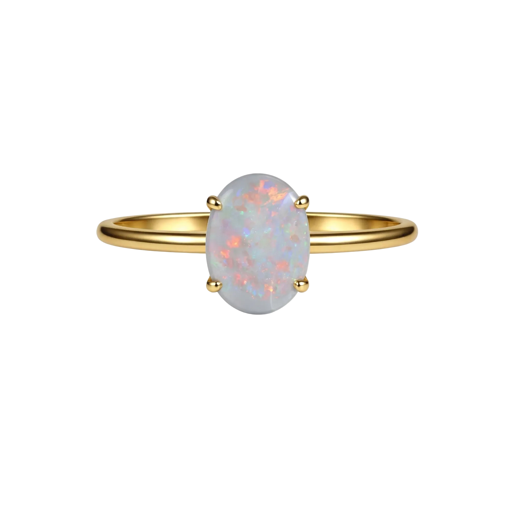 Dark Opal Ring in 9K Yellow Gold - Multicolour - Australian Opal Cutters and Pearl Divers