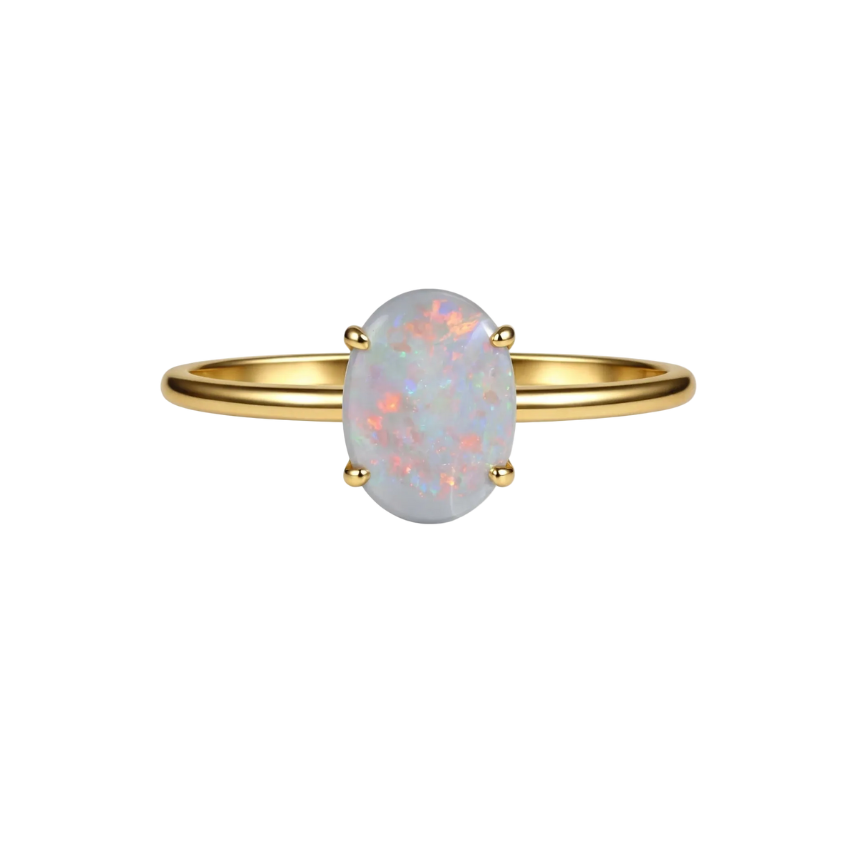 Dark Opal Ring in 9K Yellow Gold - Multicolour - Australian Opal Cutters and Pearl Divers