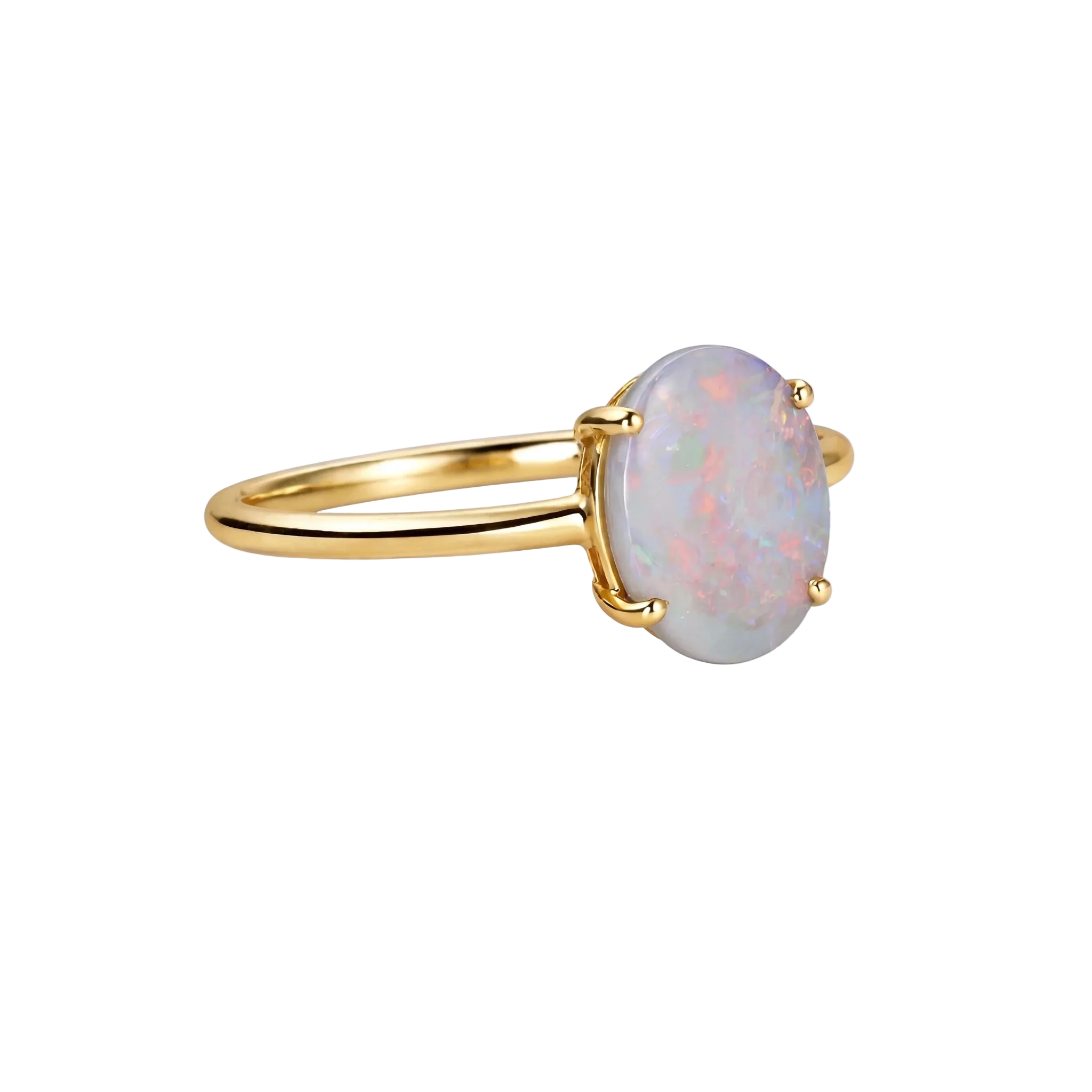 Dark Opal Ring in 9K Yellow Gold - Multicolour - Australian Opal Cutters and Pearl Divers