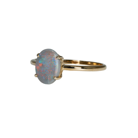 Black Opal Ring in 9K Yellow Gold - Multicolour