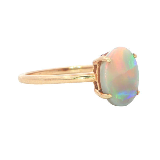 Light Opal Ring In 9k Yellow Gold - Multicolour
