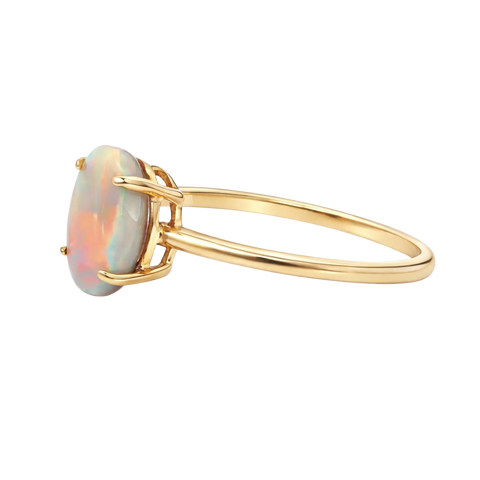 Light Opal Ring In 9k Yellow Gold - Multicolour - Australian Opal Cutters and Pearl Divers