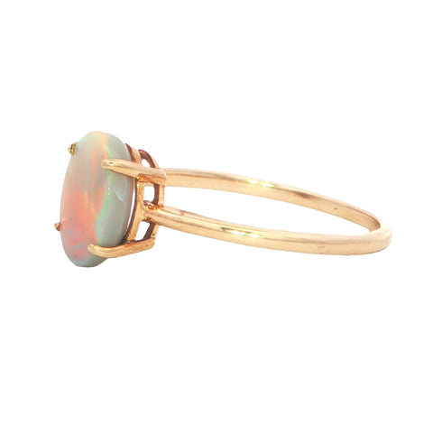 Light Opal Ring In 9k Yellow Gold - Multicolour