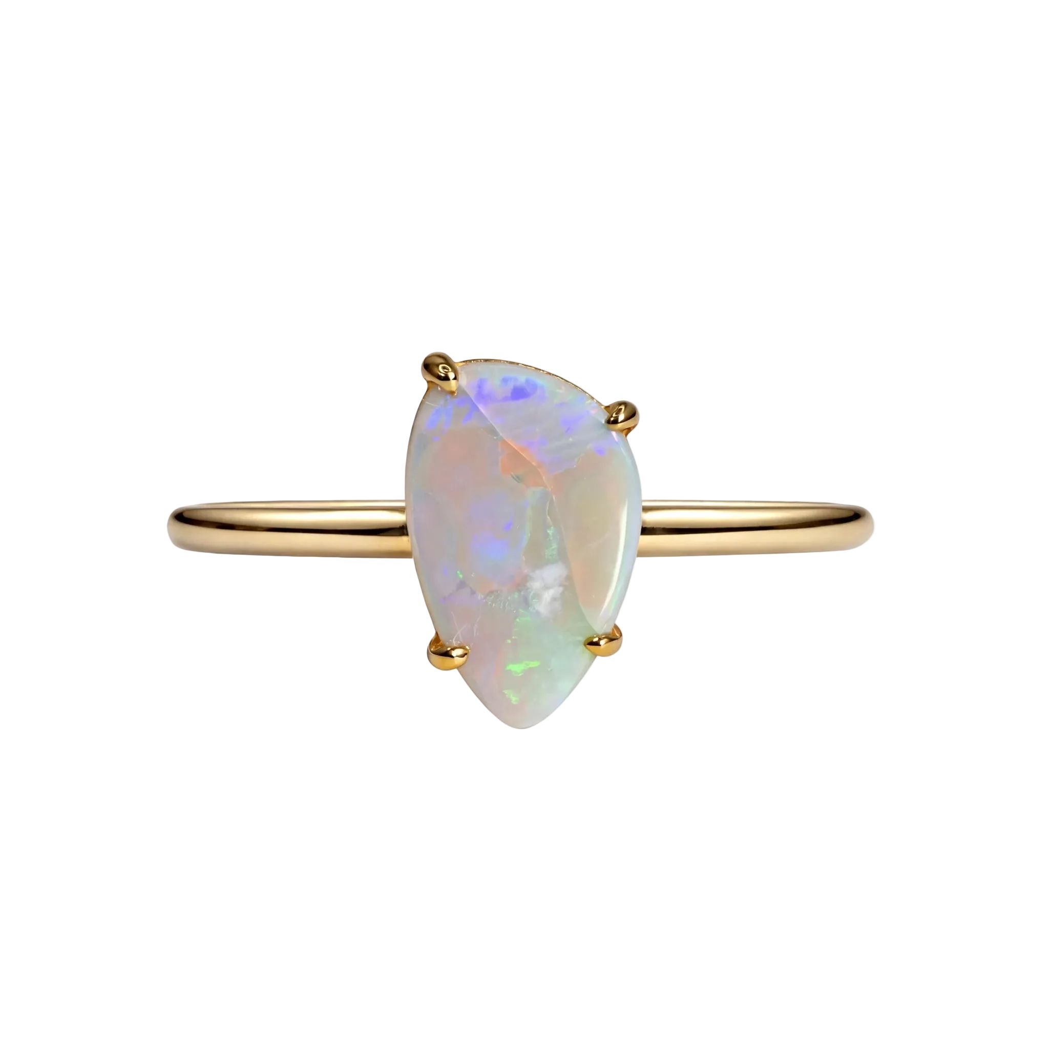 Light Opal Ring In 9k Yellow Gold - Multicolour - Australian Opal Cutters and Pearl Divers