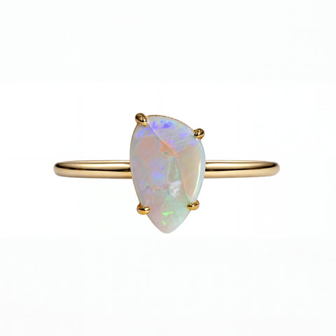 Light Opal Ring In 9k Yellow Gold - Multicolour