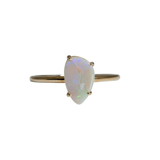 Black Opal Ring in 9K Yellow Gold - Multicolour