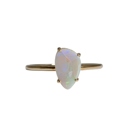 Black Opal Ring in 9K Yellow Gold - Multicolour