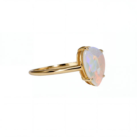 Light Opal Ring In 9k Yellow Gold - Multicolour