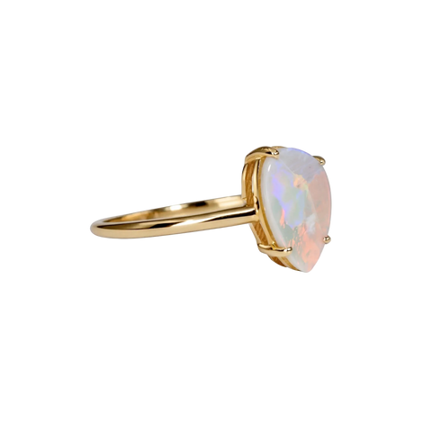 Light Opal Ring In 9k Yellow Gold - Multicolour - Australian Opal Cutters and Pearl Divers
